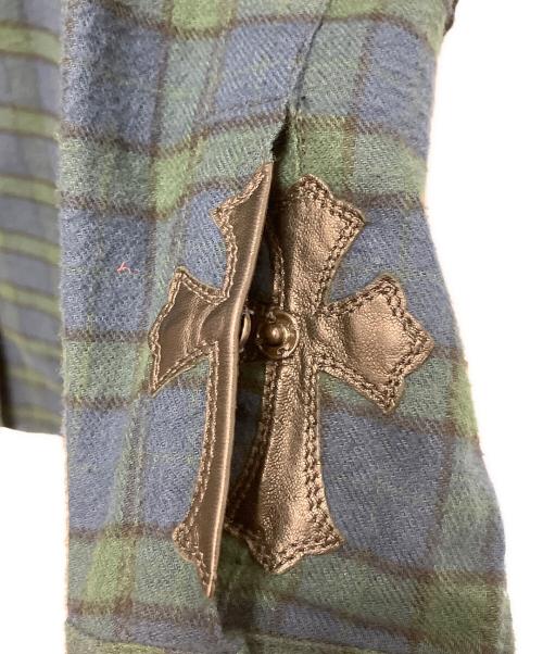 CHROME HEARTS（クロムハーツ）CHROME HEARTS (クロムハーツ) メタルボタンチェックシャツ グリーン サイズ:Sの古着・服飾アイテム