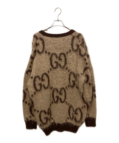 GUCCI（グッチ）GUCCI (グッチ) リバーシブルモヘアウールカーディガン ブラウン サイズ:Sの古着・服飾アイテム