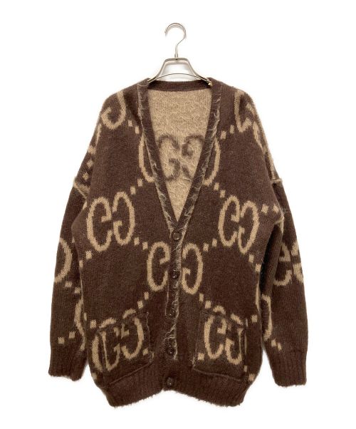 GUCCI（グッチ）GUCCI (グッチ) リバーシブルモヘアウールカーディガン ブラウン サイズ:Sの古着・服飾アイテム