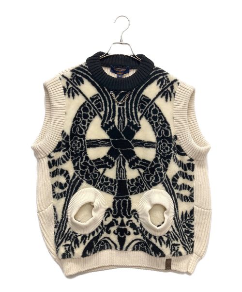LOUIS VUITTON（ルイ ヴィトン）LOUIS VUITTON (ルイ ヴィトン) 総柄ニット アイボリー×ブラック サイズ:XSの古着・服飾アイテム