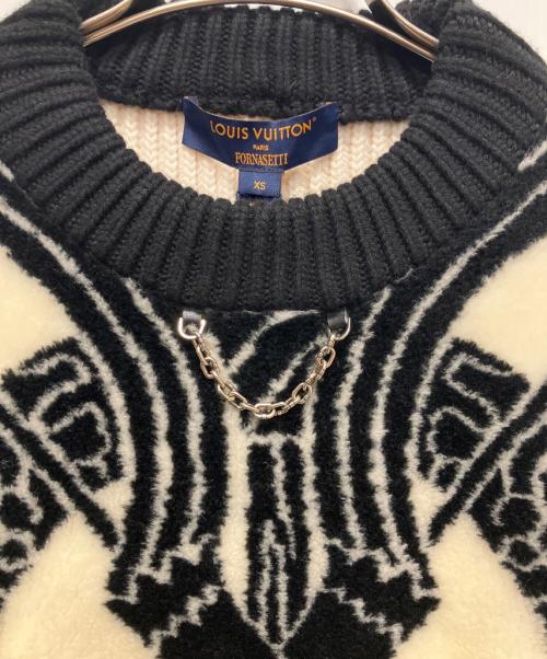 LOUIS VUITTON（ルイ ヴィトン）LOUIS VUITTON (ルイ ヴィトン) 総柄ニット アイボリー×ブラック サイズ:XSの古着・服飾アイテム