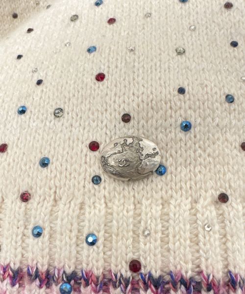CHANEL（シャネル）CHANEL (シャネル) スワロフスキーニット アイボリー×ピンク サイズ:36の古着・服飾アイテム