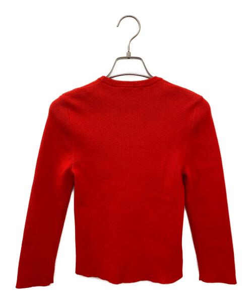PRADA（プラダ）PRADA (プラダ) フロントロゴコットンセーター レッド サイズ:40の古着・服飾アイテム