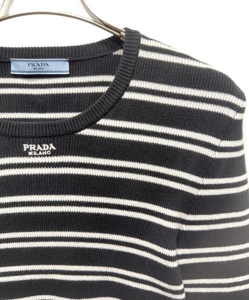 PRADA（プラダ）PRADA (プラダ) ボーダーニット ブラック×ホワイト サイズ:40の古着・服飾アイテム