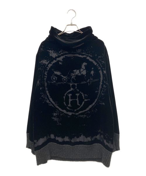 HERMES（エルメス）HERMES (エルメス) ベロアロゴカットソー ブラック サイズ:40の古着・服飾アイテム