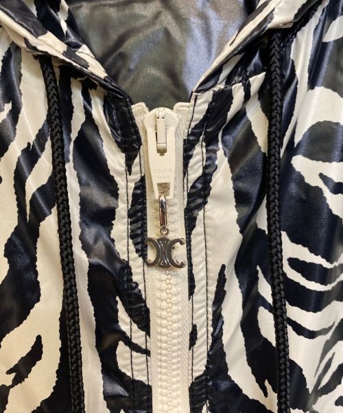 CELINE（セリーヌ）CELINE (セリーヌ) ゼブラ柄ナイロンジャケット ホワイト×ブラック サイズ:50の古着・服飾アイテム