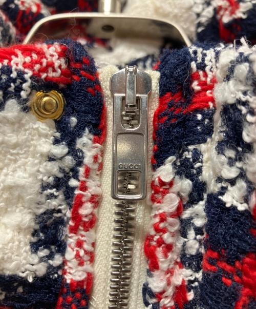 GUCCI（グッチ）GUCCI (グッチ) チェックツイードボンバージャケット  ホワイト サイズ:34の古着・服飾アイテム