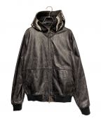 COACH×A BATHING APEコーチ×アベイシングエイプ）の古着「LEATHER SHARK HOODIE JACKET」｜ブラック