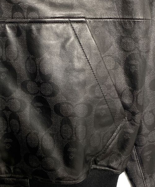 COACH（コーチ）COACH (コーチ) A BATHING APE (アベイシングエイプ) LEATHER SHARK HOODIE JACKET ブラック サイズ:SIZE Mの古着・服飾アイテム