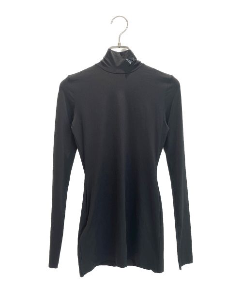 PRADA（プラダ）PRADA (プラダ) 三角プレート ストレッチハイネックロゴジャージ ブラック サイズ:36の古着・服飾アイテム