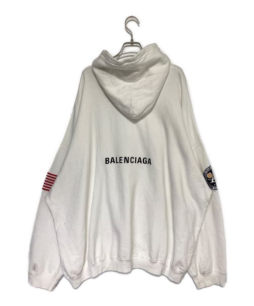 BALENCIAGA（バレンシアガ）BALENCIAGA (バレンシアガ) NASA (ナサ) Space oversized appliquéd printed cotton-jersey hoodie ホワイト サイズ:SIZE Lの古着・服飾アイテム