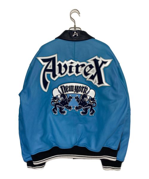 AVIREX（アヴィレックス）AVIREX (アヴィレックス) AVIREX LION 2TONE VARSITY JACKET グレー×ブルー サイズ:Lの古着・服飾アイテム