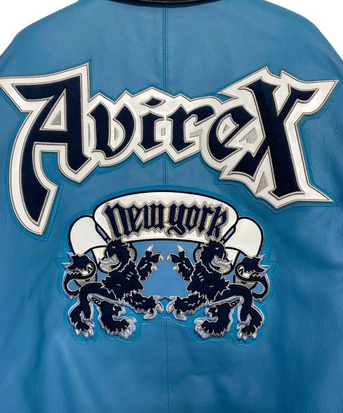 AVIREX（アヴィレックス）AVIREX (アヴィレックス) AVIREX LION 2TONE VARSITY JACKET グレー×ブルー サイズ:Lの古着・服飾アイテム