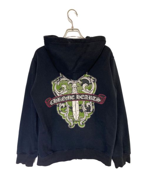 CHROME HEARTS（クロムハーツ）CHROME HEARTS (クロムハーツ) プリントフルジップパーカー ブラック サイズ:Sの古着・服飾アイテム
