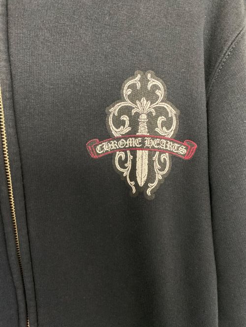 CHROME HEARTS（クロムハーツ）CHROME HEARTS (クロムハーツ) プリントフルジップパーカー ブラック サイズ:Sの古着・服飾アイテム
