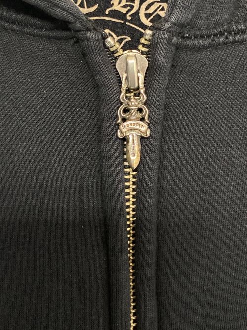 CHROME HEARTS（クロムハーツ）CHROME HEARTS (クロムハーツ) プリントフルジップパーカー ブラック サイズ:Sの古着・服飾アイテム