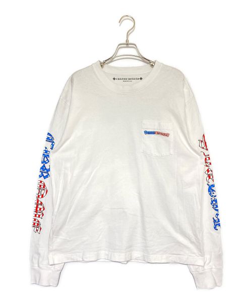 CHROME HEARTS（クロムハーツ）CHROME HEARTS (クロムハーツ) MATTY BOY (マッティーボーイ) AMERICA SCROLL L/S T-SHIRT ホワイト サイズ:XLの古着・服飾アイテム