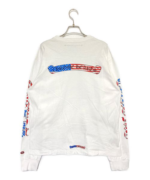 CHROME HEARTS（クロムハーツ）CHROME HEARTS (クロムハーツ) MATTY BOY (マッティーボーイ) AMERICA SCROLL L/S T-SHIRT ホワイト サイズ:XLの古着・服飾アイテム