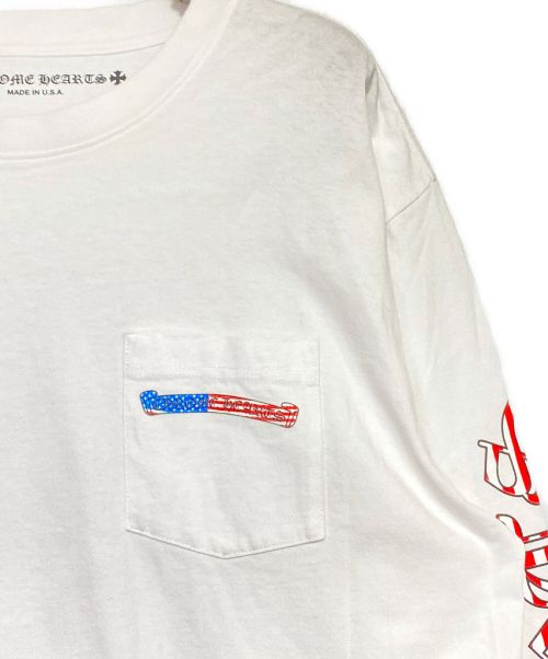 CHROME HEARTS（クロムハーツ）CHROME HEARTS (クロムハーツ) MATTY BOY (マッティーボーイ) AMERICA SCROLL L/S T-SHIRT ホワイト サイズ:XLの古着・服飾アイテム