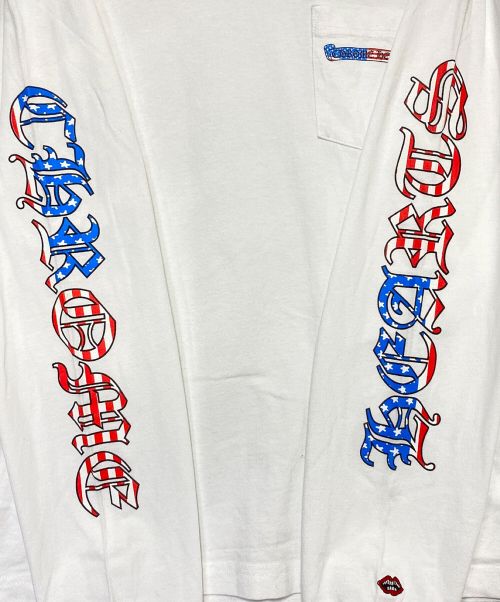 CHROME HEARTS（クロムハーツ）CHROME HEARTS (クロムハーツ) MATTY BOY (マッティーボーイ) AMERICA SCROLL L/S T-SHIRT ホワイト サイズ:XLの古着・服飾アイテム