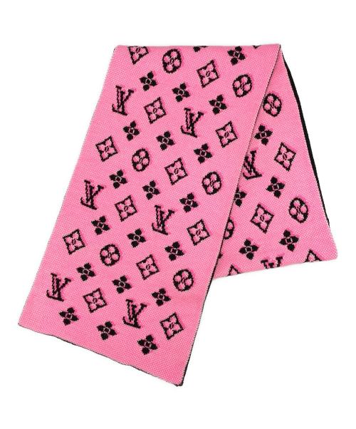 LOUIS VUITTON（ルイ ヴィトン）LOUIS VUITTON (ルイ ヴィトン) エシャルプ・3Dモノグラムマフラー ブラック×ピンクの古着・服飾アイテム