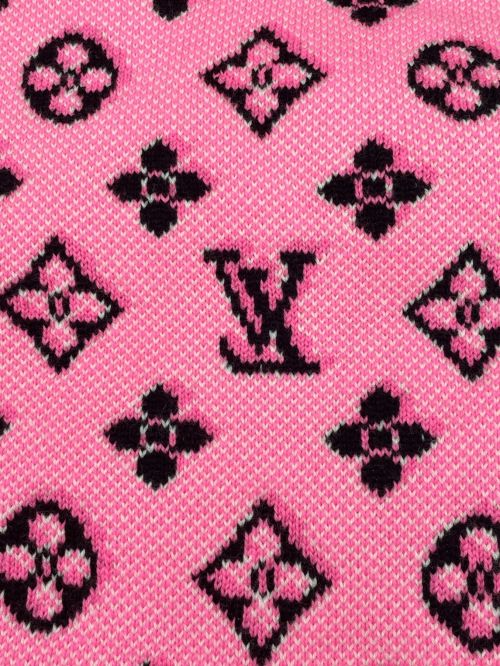 LOUIS VUITTON（ルイ ヴィトン）LOUIS VUITTON (ルイ ヴィトン) エシャルプ・3Dモノグラムマフラー ブラック×ピンクの古着・服飾アイテム