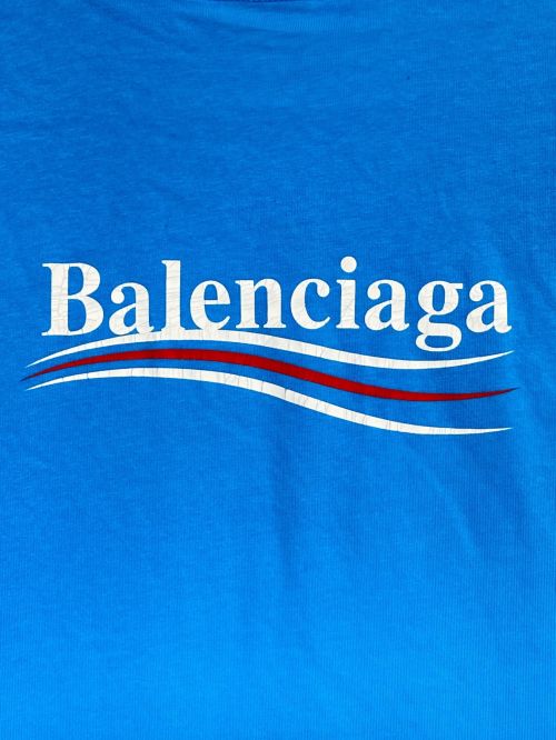 BALENCIAGA（バレンシアガ）BALENCIAGA (バレンシアガ) プリントロゴTシャツ ブルー サイズ:XXSの古着・服飾アイテム
