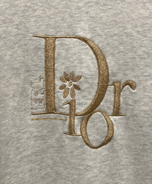 Christian Dior（クリスチャン ディオール）Christian Dior (クリスチャン ディオール) ERL (イーアールエル) ERL LOGO GLITTER EMBROIDERED HOODIE グレー サイズ:Sの古着・服飾アイテム