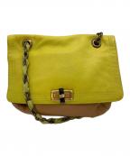 LANVINランバン）の古着「チェーンショルダーバッグ」｜ブラウン×イエロー