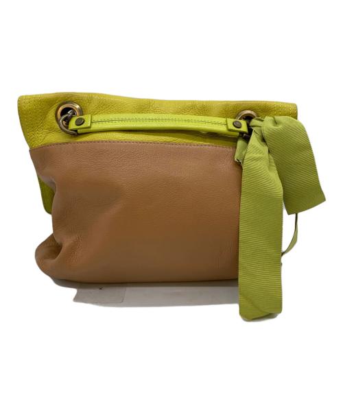 LANVIN（ランバン）LANVIN (ライバン) チェーンショルダーバッグ ブラウン×イエローの古着・服飾アイテム