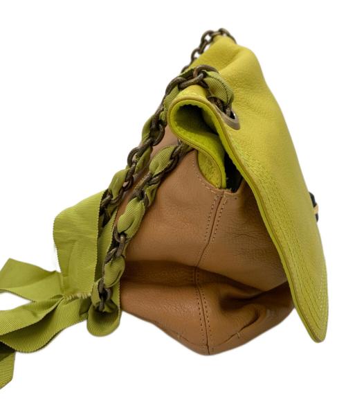 LANVIN（ランバン）LANVIN (ライバン) チェーンショルダーバッグ ブラウン×イエローの古着・服飾アイテム