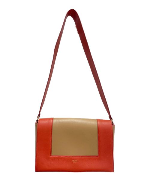 CELINE（セリーヌ）CELINE (セリーヌ) フレーム ショルダーバッグ オレンジ×ブラウンの古着・服飾アイテム