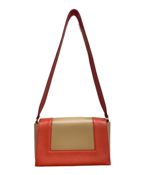 CELINE（セリーヌ）CELINE (セリーヌ) フレーム ショルダーバッグ オレンジ×ブラウンの古着・服飾アイテム