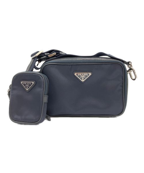PRADA（プラダ）PRADA (プラダ) テスートブリック ショルダーバッグ ネイビーの古着・服飾アイテム