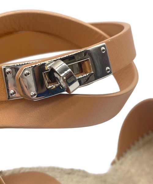 HERMES（エルメス）HERMES (エルメス) エスパドリーユ 《ティポリ》 ブラウン×ベージュ サイズ:36の古着・服飾アイテム
