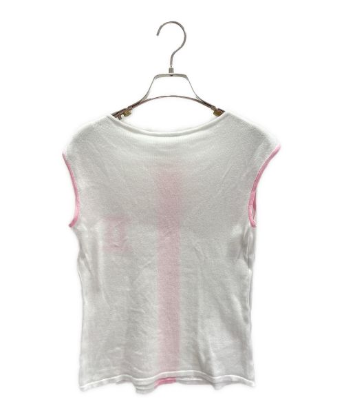 CHANEL（シャネル）CHANEL (シャネル) Cotton Sleeveless Knit ホワイト×ピンク サイズ:38の古着・服飾アイテム