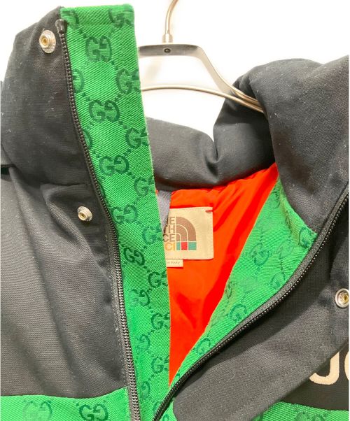 GUCCI（グッチ）GUCCI (グッチ) THE NORTH FACE (ザ ノース フェイス) パッディドダウンジャケット グリーン×ブラック サイズ:Sの古着・服飾アイテム