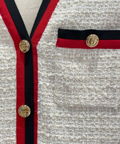 GUCCI（グッチ）GUCCI (グッチ) GGボタンツイードコート アイボリー サイズ:40の古着・服飾アイテム