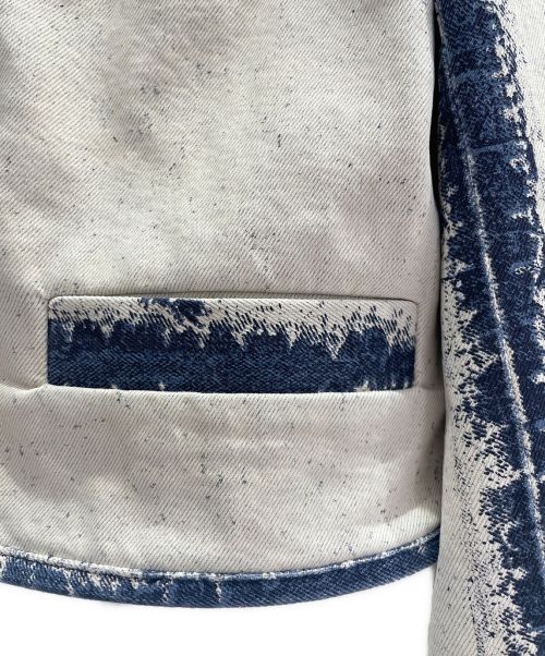 LOUIS VUITTON（ルイ ヴィトン）LOUIS VUITTON (ルイ ヴィトン) ノーカラーデニムジャケット ホワイト×インディゴ サイズ:38の古着・服飾アイテム