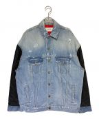 GIVENCHYジバンシィ）の古着「異素材切替デニムジャケット」｜インディゴ×ブラック