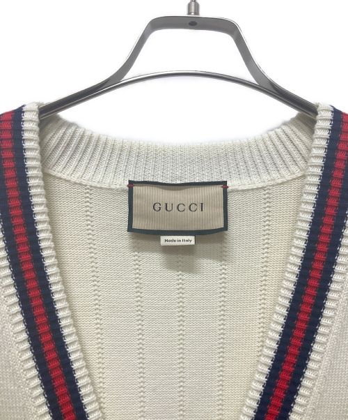 GUCCI（グッチ）GUCCI (グッチ) シェリーラインカーディガン ベージュ サイズ:Lの古着・服飾アイテム