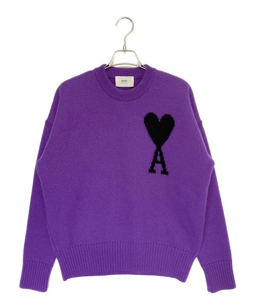 ami（アミ）ami (アミ)  AMI DE COEUR クルーネック セーター パープル サイズ:XSの古着・服飾アイテム