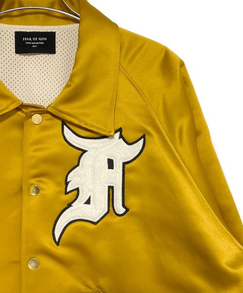 Fear Of God（フィア・オブ・ゴッド）Fear Of God (フィア・オブ・ゴッド) SATAIN BASEBALL COACH JACKET イエロー サイズ:Mの古着・服飾アイテム