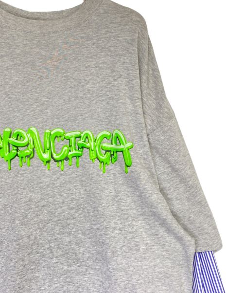 BALENCIAGA（バレンシアガ）BALENCIAGA (バレンシアガ) スライムプリントレイヤードシャツ グレー サイズ:XXSの古着・服飾アイテム
