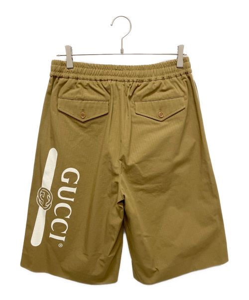GUCCI（グッチ）GUCCI (グッチ) プリンテッドロゴレグショーツ ベージュ サイズ:46の古着・服飾アイテム