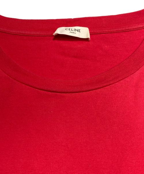 CELINE（セリーヌ）CELINE (セリーヌ) スタッズロゴTシャツ レッド サイズ:Lの古着・服飾アイテム