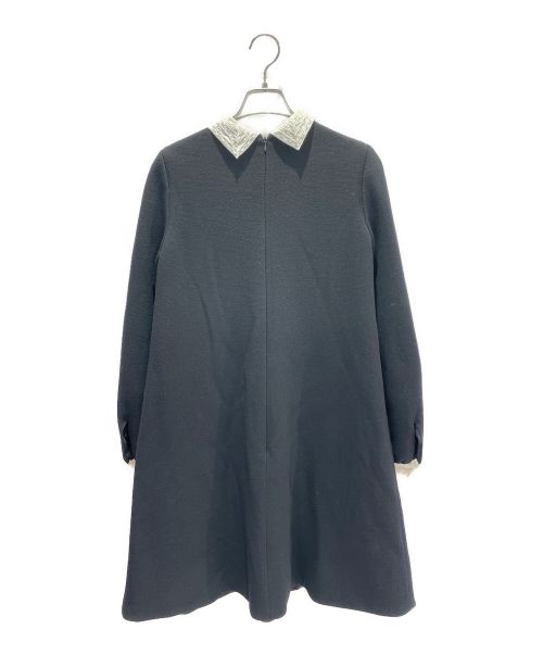 Christian Dior（クリスチャン ディオール）Christian Dior (クリスチャン ディオール) レースカラーウールワンピース ブラック サイズ:40の古着・服飾アイテム