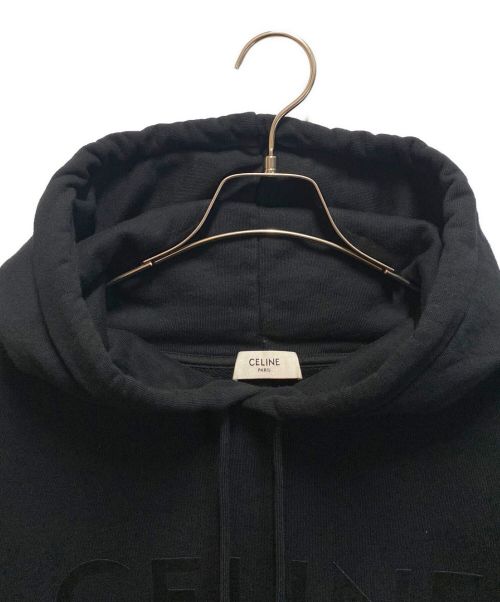 CELINE（セリーヌ）CELINE (セリーヌ) ロゴプルオーバーパーカー ブラック サイズ:Lの古着・服飾アイテム