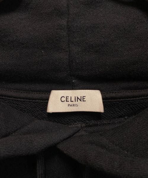 CELINE（セリーヌ）CELINE (セリーヌ) ロゴプルオーバーパーカー ブラック サイズ:Lの古着・服飾アイテム