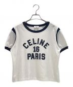 CELINEセリーヌ）の古着「ロゴリンガーTシャツ」｜ホワイト×ブラック
